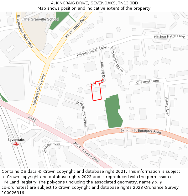 4, KINCRAIG DRIVE, SEVENOAKS, TN13 3BB: Location map and indicative extent of plot