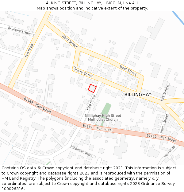 4, KING STREET, BILLINGHAY, LINCOLN, LN4 4HJ: Location map and indicative extent of plot