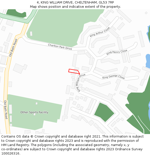 4, KING WILLIAM DRIVE, CHELTENHAM, GL53 7RP: Location map and indicative extent of plot
