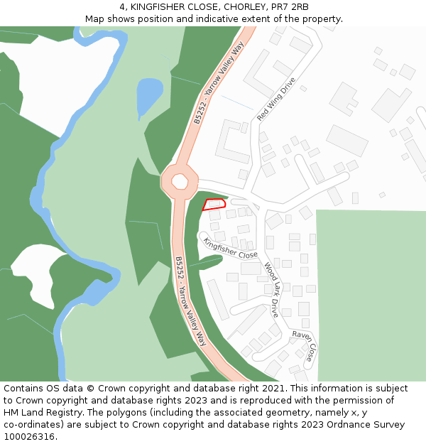 4, KINGFISHER CLOSE, CHORLEY, PR7 2RB: Location map and indicative extent of plot