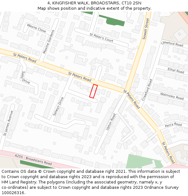 4, KINGFISHER WALK, BROADSTAIRS, CT10 2SN: Location map and indicative extent of plot