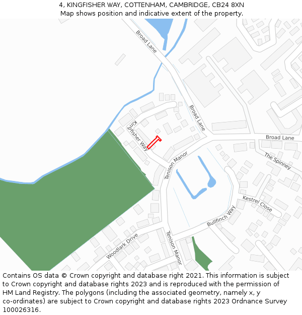 4, KINGFISHER WAY, COTTENHAM, CAMBRIDGE, CB24 8XN: Location map and indicative extent of plot