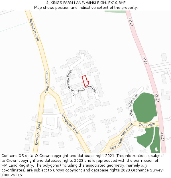 4, KINGS FARM LANE, WINKLEIGH, EX19 8HF: Location map and indicative extent of plot
