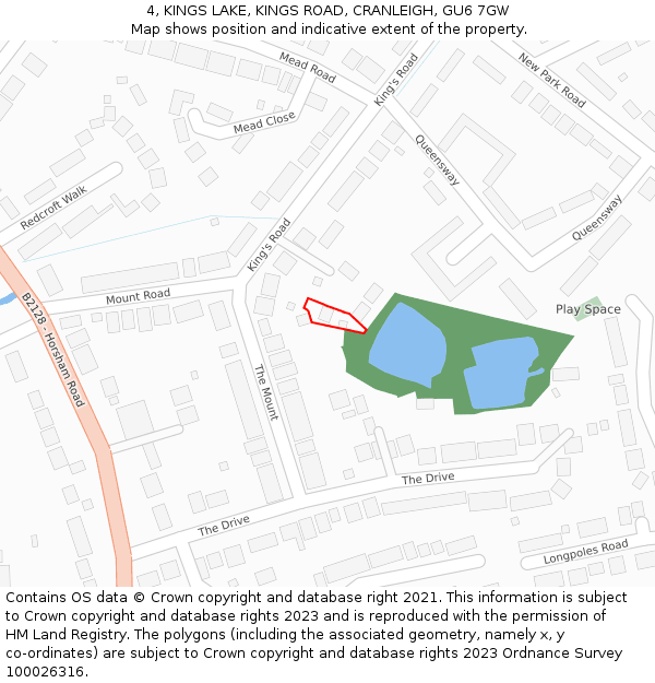 4, KINGS LAKE, KINGS ROAD, CRANLEIGH, GU6 7GW: Location map and indicative extent of plot