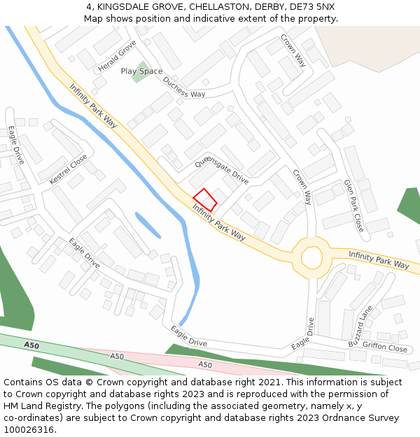 4, KINGSDALE GROVE, CHELLASTON, DERBY, DE73 5NX: Location map and indicative extent of plot