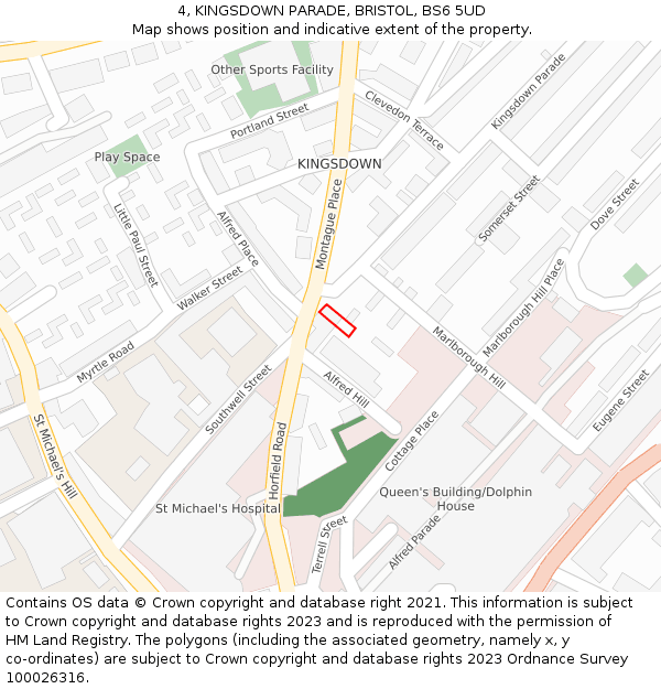 4, KINGSDOWN PARADE, BRISTOL, BS6 5UD: Location map and indicative extent of plot