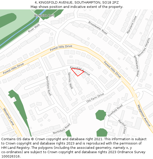 4, KINGSFOLD AVENUE, SOUTHAMPTON, SO18 2PZ: Location map and indicative extent of plot