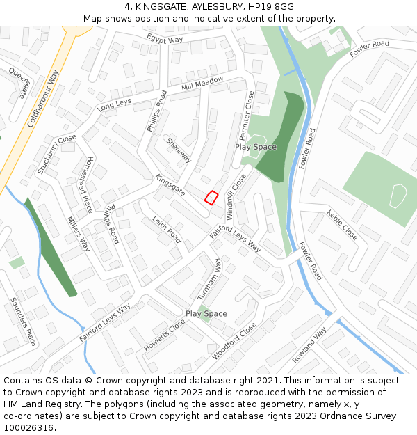 4, KINGSGATE, AYLESBURY, HP19 8GG: Location map and indicative extent of plot