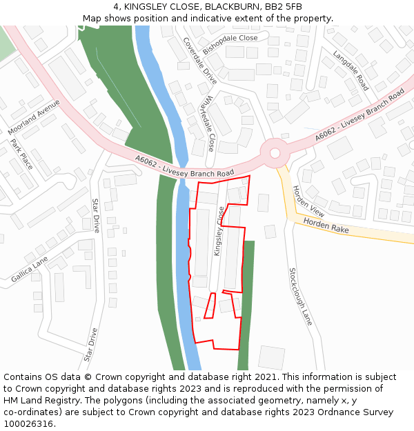 4, KINGSLEY CLOSE, BLACKBURN, BB2 5FB: Location map and indicative extent of plot