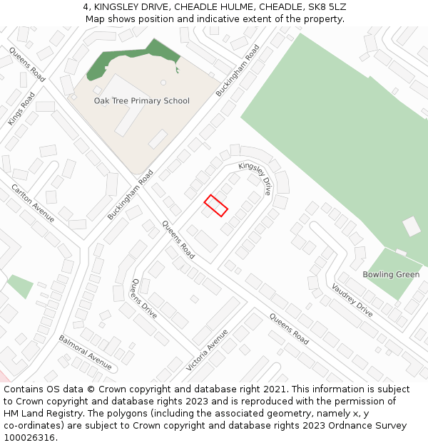 4, KINGSLEY DRIVE, CHEADLE HULME, CHEADLE, SK8 5LZ: Location map and indicative extent of plot