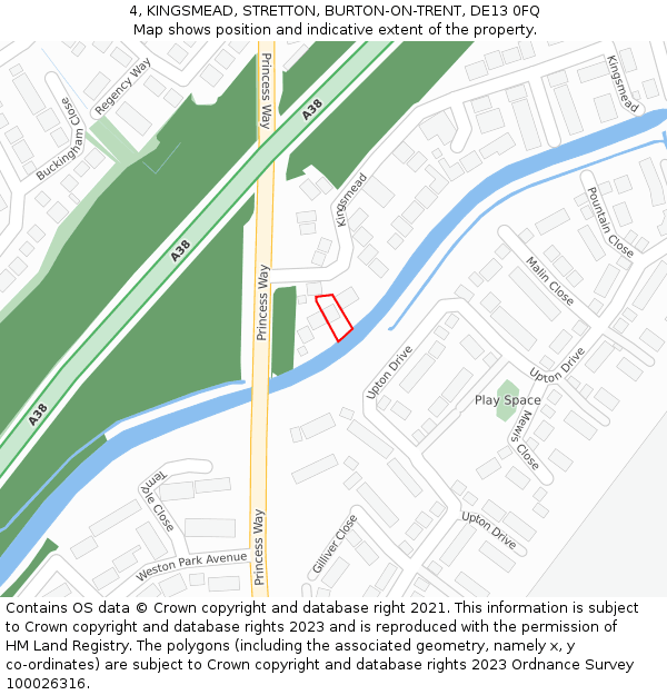 4, KINGSMEAD, STRETTON, BURTON-ON-TRENT, DE13 0FQ: Location map and indicative extent of plot