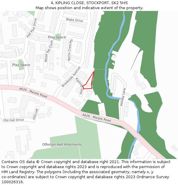 4, KIPLING CLOSE, STOCKPORT, SK2 5HS: Location map and indicative extent of plot
