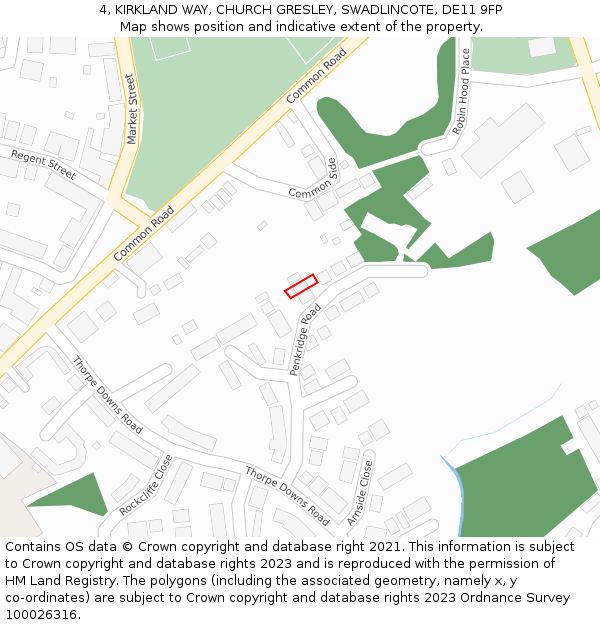 4, KIRKLAND WAY, CHURCH GRESLEY, SWADLINCOTE, DE11 9FP: Location map and indicative extent of plot