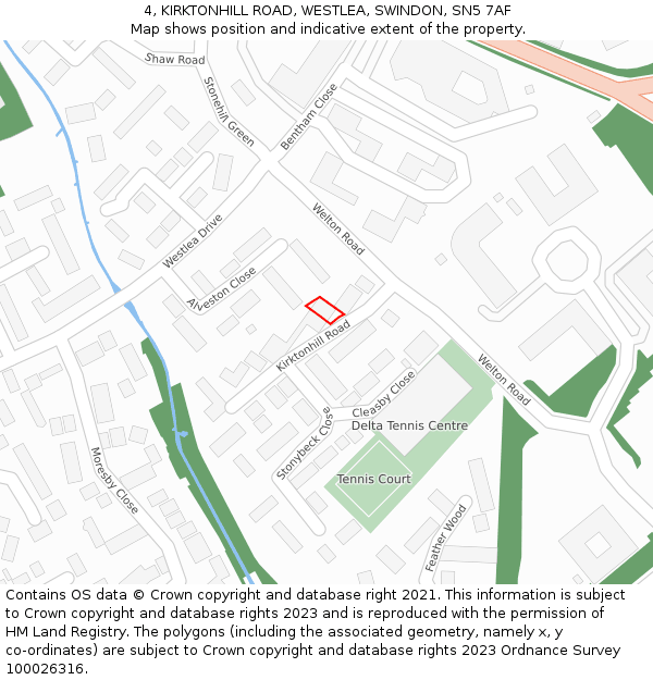 4, KIRKTONHILL ROAD, WESTLEA, SWINDON, SN5 7AF: Location map and indicative extent of plot