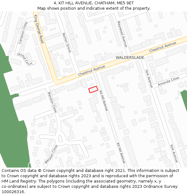 4, KIT HILL AVENUE, CHATHAM, ME5 9ET: Location map and indicative extent of plot