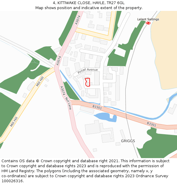 4, KITTIWAKE CLOSE, HAYLE, TR27 6GL: Location map and indicative extent of plot