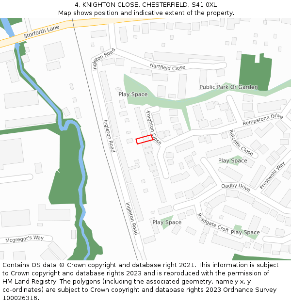 4, KNIGHTON CLOSE, CHESTERFIELD, S41 0XL: Location map and indicative extent of plot