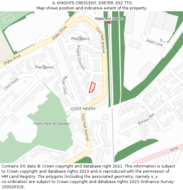 4, KNIGHTS CRESCENT, EXETER, EX2 7TG: Location map and indicative extent of plot