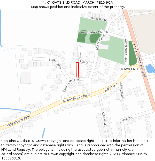 4, KNIGHTS END ROAD, MARCH, PE15 9QA: Location map and indicative extent of plot