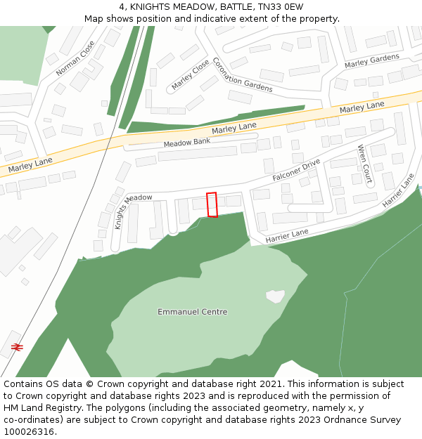 4, KNIGHTS MEADOW, BATTLE, TN33 0EW: Location map and indicative extent of plot