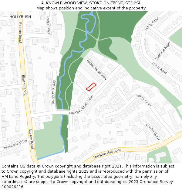 4, KNOWLE WOOD VIEW, STOKE-ON-TRENT, ST3 2SL: Location map and indicative extent of plot