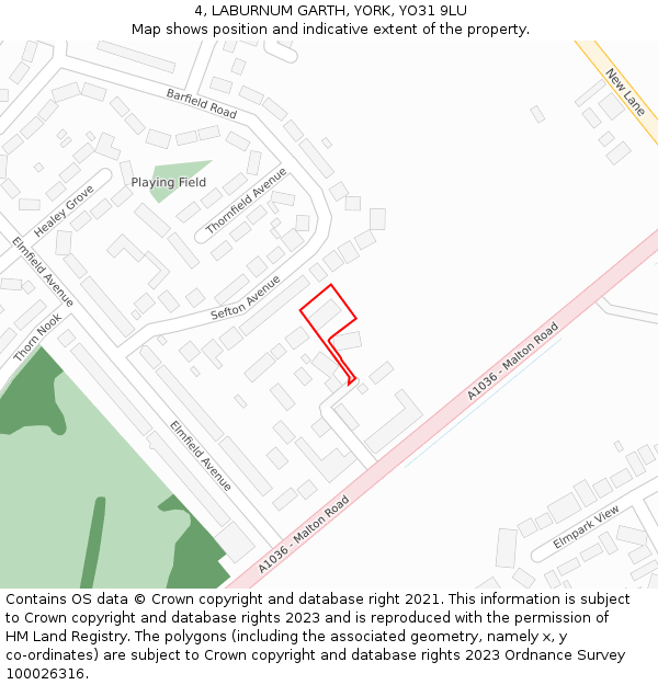 4, LABURNUM GARTH, YORK, YO31 9LU: Location map and indicative extent of plot