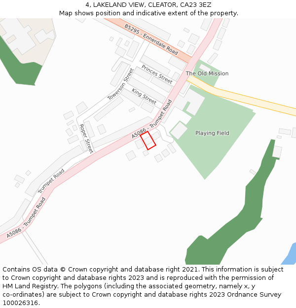 4, LAKELAND VIEW, CLEATOR, CA23 3EZ: Location map and indicative extent of plot