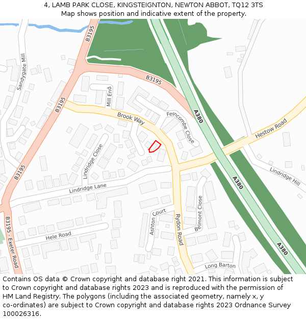 4, LAMB PARK CLOSE, KINGSTEIGNTON, NEWTON ABBOT, TQ12 3TS: Location map and indicative extent of plot
