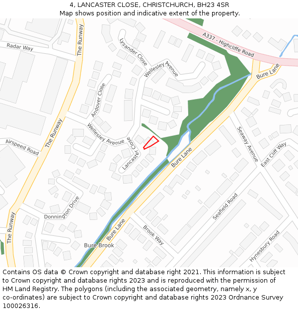 4, LANCASTER CLOSE, CHRISTCHURCH, BH23 4SR: Location map and indicative extent of plot