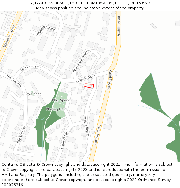 4, LANDERS REACH, LYTCHETT MATRAVERS, POOLE, BH16 6NB: Location map and indicative extent of plot