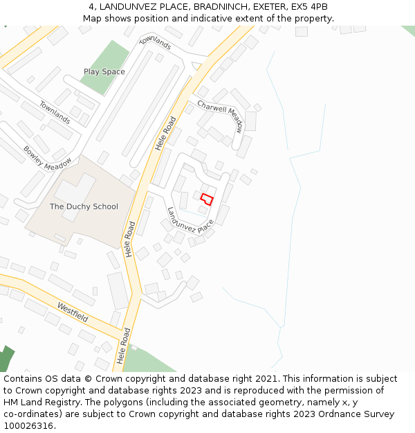 4, LANDUNVEZ PLACE, BRADNINCH, EXETER, EX5 4PB: Location map and indicative extent of plot