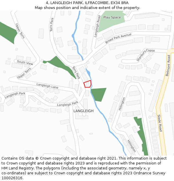 4, LANGLEIGH PARK, ILFRACOMBE, EX34 8RA: Location map and indicative extent of plot