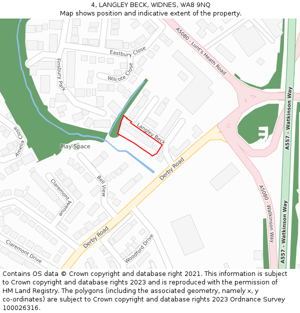 4, LANGLEY BECK, WIDNES, WA8 9NQ: Location map and indicative extent of plot