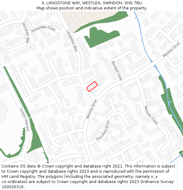 4, LANGSTONE WAY, WESTLEA, SWINDON, SN5 7BU: Location map and indicative extent of plot