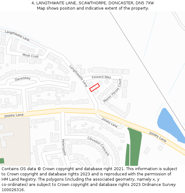4, LANGTHWAITE LANE, SCAWTHORPE, DONCASTER, DN5 7XW: Location map and indicative extent of plot