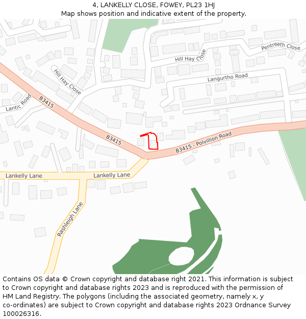4, LANKELLY CLOSE, FOWEY, PL23 1HJ: Location map and indicative extent of plot