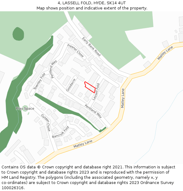 4, LASSELL FOLD, HYDE, SK14 4UT: Location map and indicative extent of plot