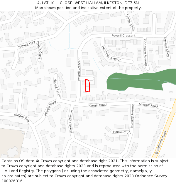 4, LATHKILL CLOSE, WEST HALLAM, ILKESTON, DE7 6NJ: Location map and indicative extent of plot