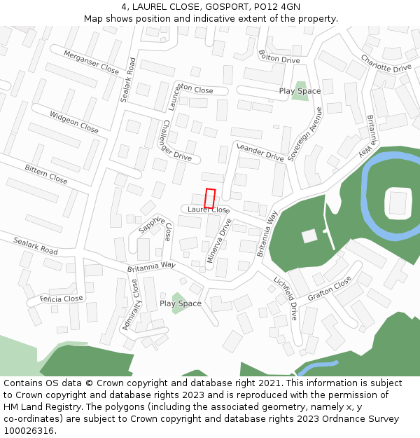 4, LAUREL CLOSE, GOSPORT, PO12 4GN: Location map and indicative extent of plot