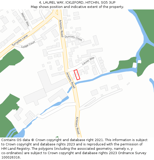 4, LAUREL WAY, ICKLEFORD, HITCHIN, SG5 3UP: Location map and indicative extent of plot