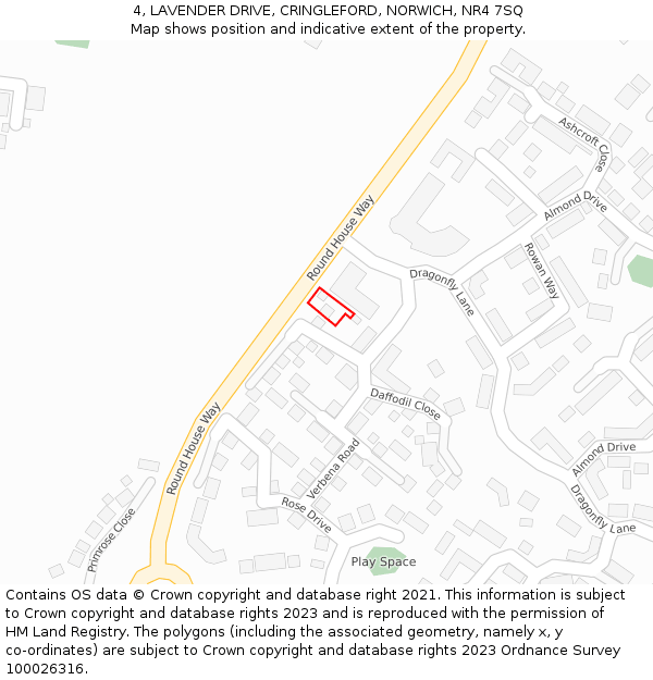 4, LAVENDER DRIVE, CRINGLEFORD, NORWICH, NR4 7SQ: Location map and indicative extent of plot