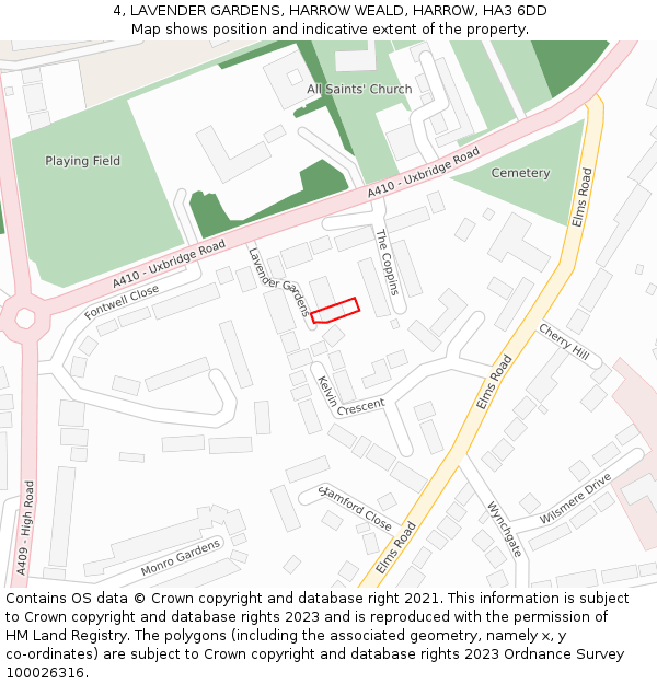 4, LAVENDER GARDENS, HARROW WEALD, HARROW, HA3 6DD: Location map and indicative extent of plot