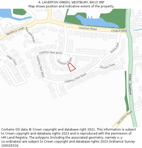 4, LAVERTON GREEN, WESTBURY, BA13 3RP: Location map and indicative extent of plot