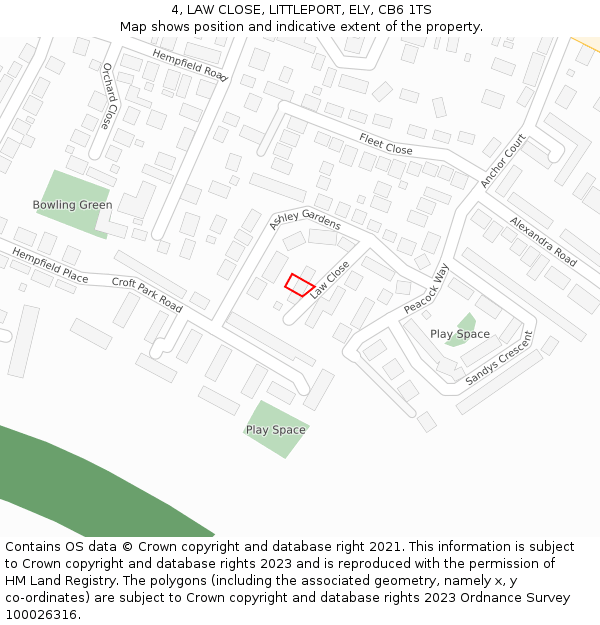 4, LAW CLOSE, LITTLEPORT, ELY, CB6 1TS: Location map and indicative extent of plot