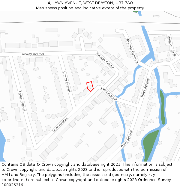 4, LAWN AVENUE, WEST DRAYTON, UB7 7AQ: Location map and indicative extent of plot