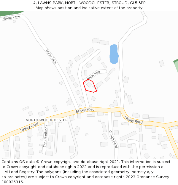 4, LAWNS PARK, NORTH WOODCHESTER, STROUD, GL5 5PP: Location map and indicative extent of plot