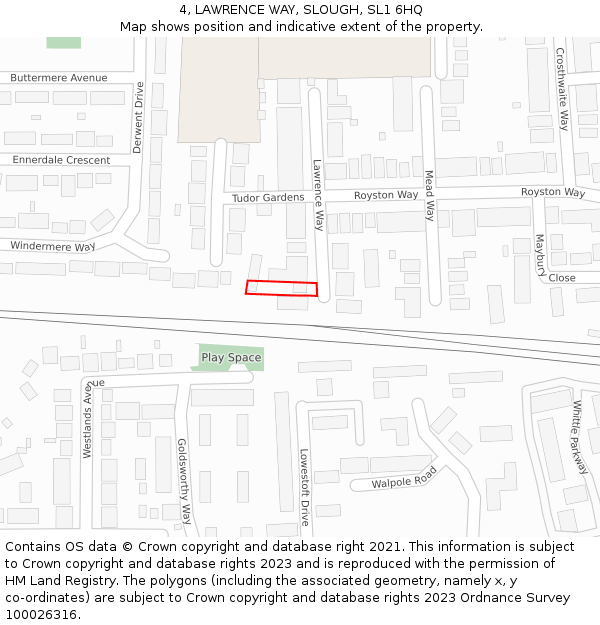4, LAWRENCE WAY, SLOUGH, SL1 6HQ: Location map and indicative extent of plot