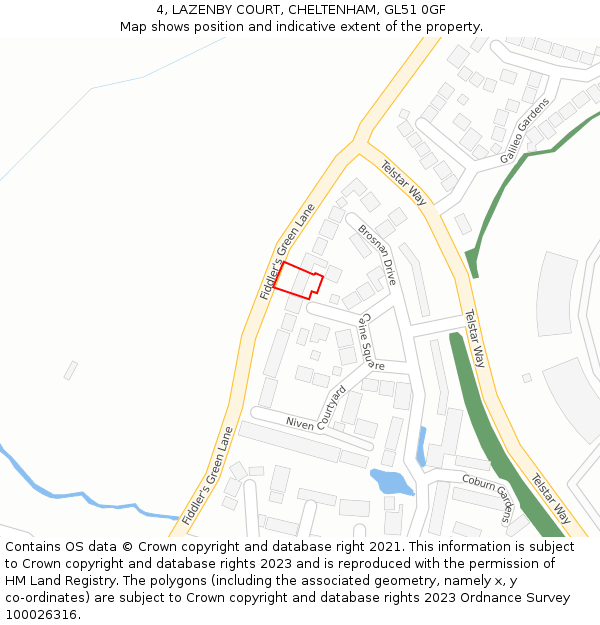 4, LAZENBY COURT, CHELTENHAM, GL51 0GF: Location map and indicative extent of plot