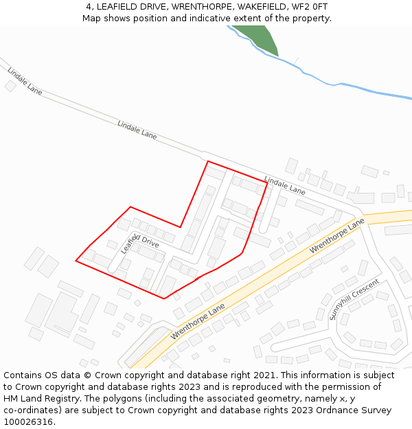 4, LEAFIELD DRIVE, WRENTHORPE, WAKEFIELD, WF2 0FT: Location map and indicative extent of plot