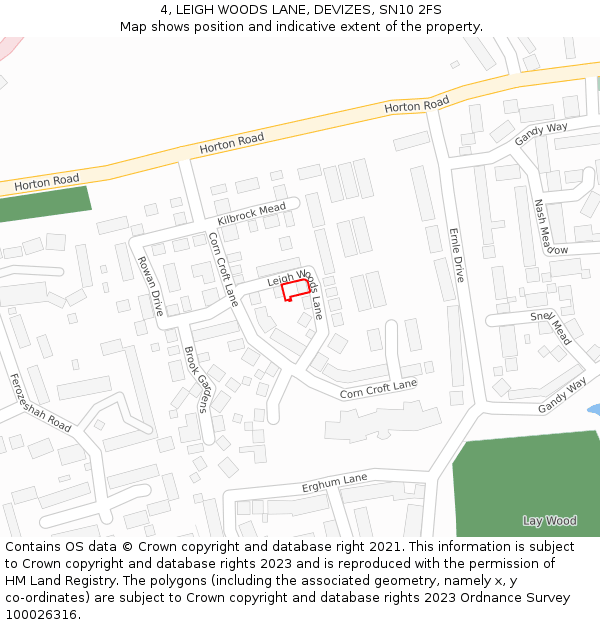 4, LEIGH WOODS LANE, DEVIZES, SN10 2FS: Location map and indicative extent of plot